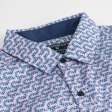 New Men's Short Sleeve Print Cotton Shirt